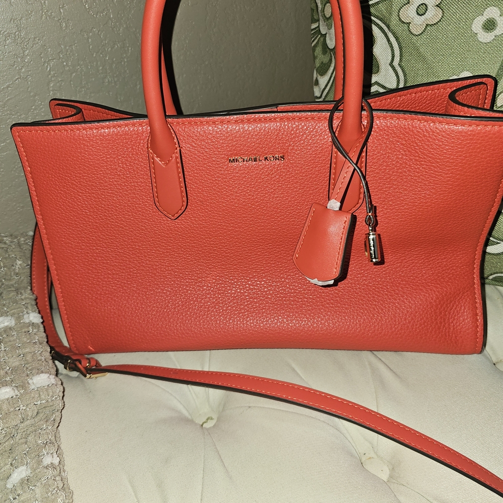 Michael Kors Red Leather Tote Bag